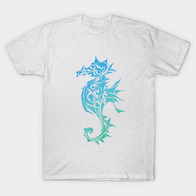 Turquoise Seahorse Tattoo T-Shirt by ZeichenbloQ